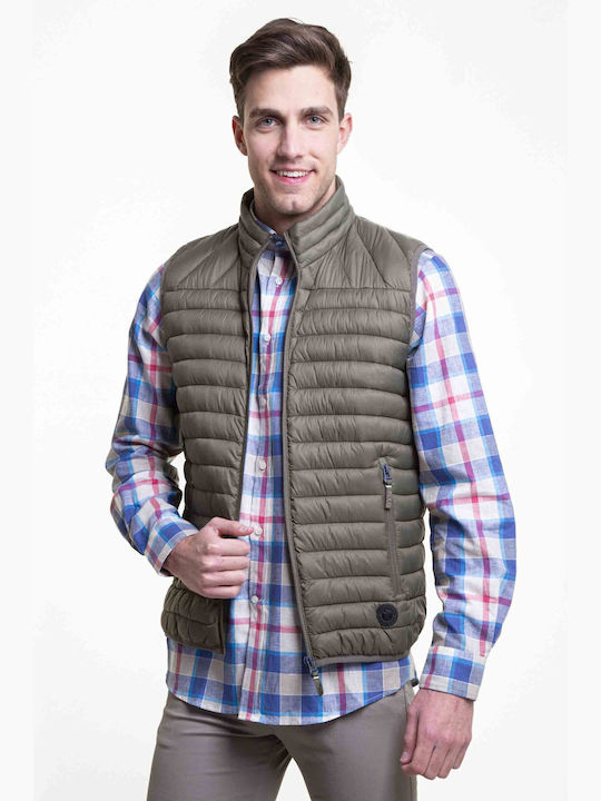 The Bostonians Men's Sleeveless Puffer Jacket Oil Green