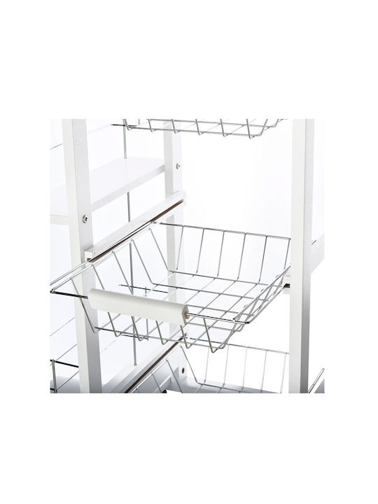 HomCom Wooden Kitchen Trolley 4 Tiers White 47x37x83cm
