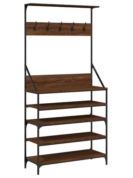 vidaXL Floor Garment Rack made of Metal Brown 90x34x184cm