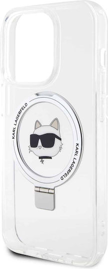Karl Lagerfeld Choupette Umschlag Rückseite Kunststoff Transparent (iPhone 15 Pro Max)