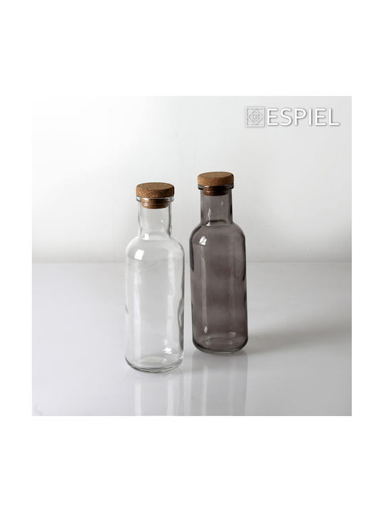 Espiel Glass Water Bottle with Cork Transparent 1000ml 2