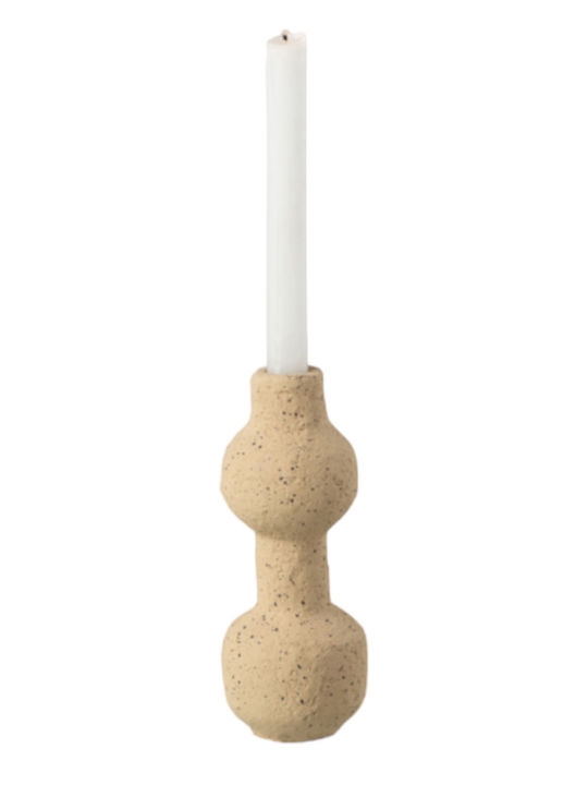 Candle Holder Ceramic in Beige Color 8.5x8.5x20cm 1pcs