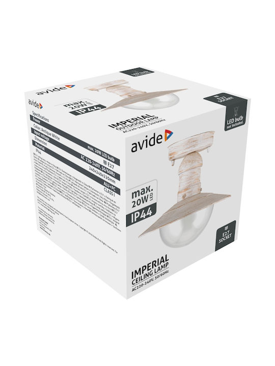 Avide Aolce27-imp-aw Πλαφονιέρα Οροφής Εξωτερικού Χώρου E27 σε Λευκό Χρώμα 15.001.1528 Avide Aolce27-imp-aw Πλαφονιέρα Οροφής Εξωτερικού Χώρου E27 σε Λευκό Χρώμα 15.001.1528