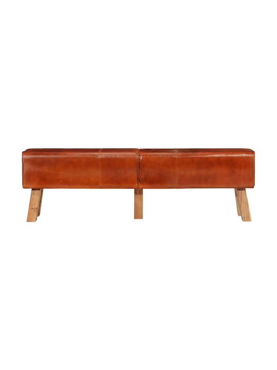 Dining Room Genuine Leather Bench Coffee 160x30x49cm