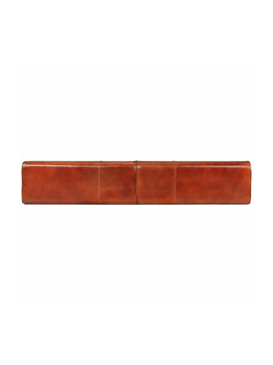 Dining Room Genuine Leather Bench Coffee 160x30x49cm