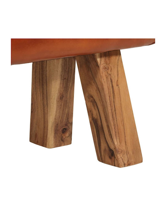 Dining Room Genuine Leather Bench Coffee 160x30x49cm