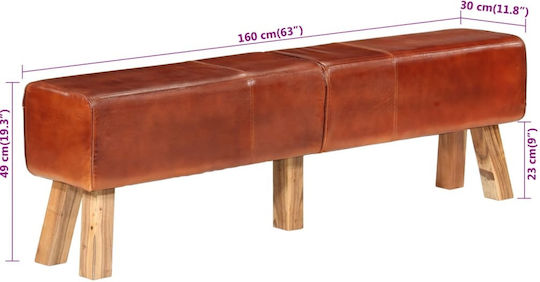Πάγκος Τραπεζαρίας με Γνήσιο Δέρμα Καφέ 160x30x49εκ.