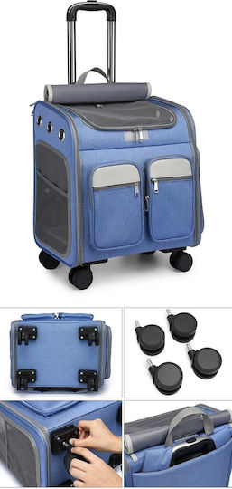 4 Dog/Cat Carrying Blue Trolley for 9kg Pets L41xW30xH43cm