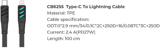 Havit LED USB-C to Lightning Cable Μαύρο 1m (CB6255)