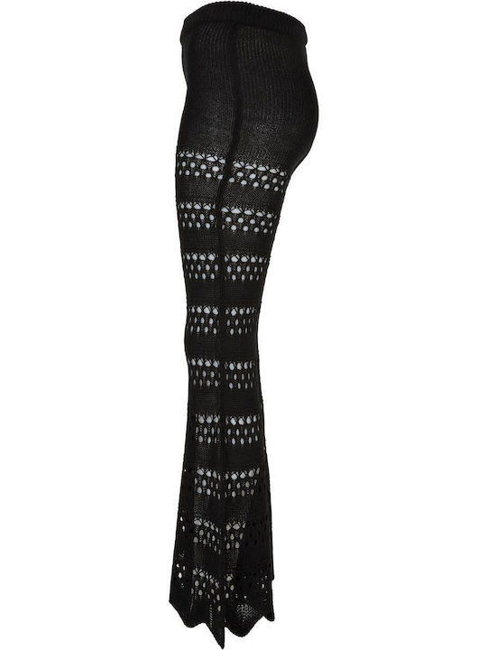 Dama Tesatura Pantaloni Evazați Negru