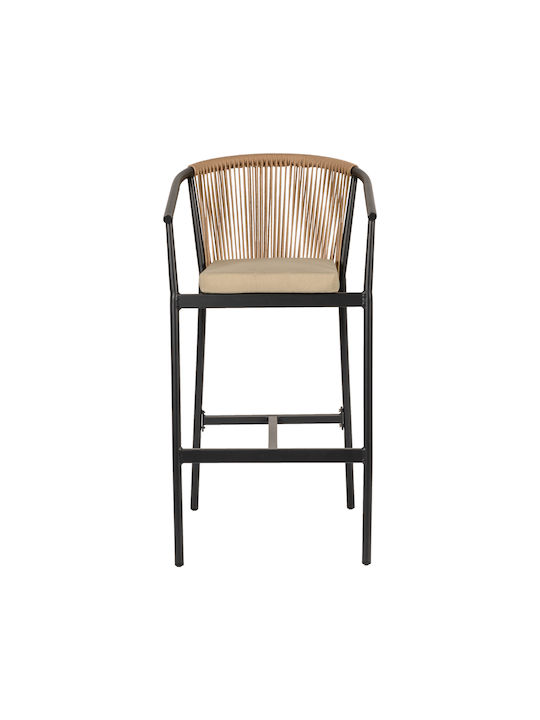 Scaun De Bar Pentru Exterior Rattan Mandraka Negru/Natural 56x63x108cm