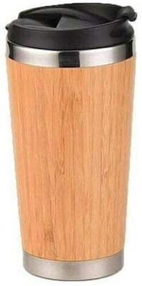 Ola Bamboo Thermos Water Cup Μπουκάλι Θερμός Ανοξείδωτο 450ml Καφέ με Επιστόμιο