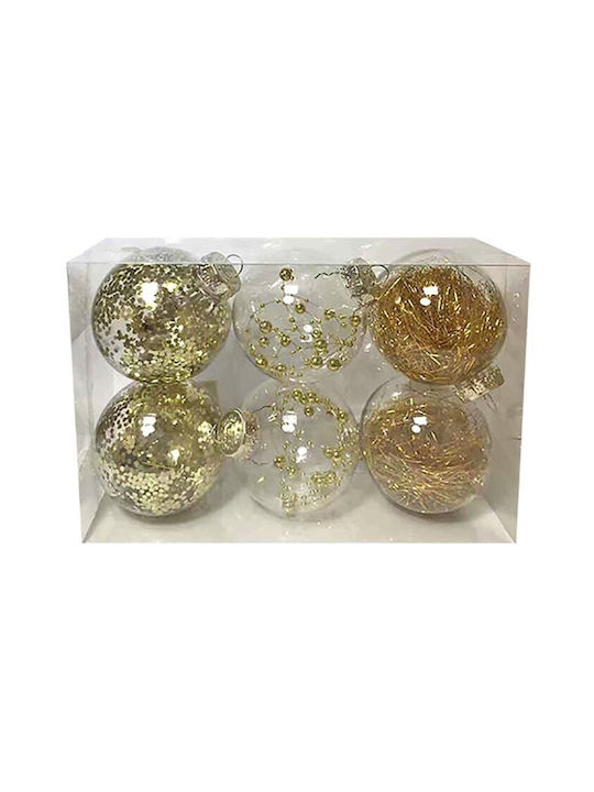 93-2524 Christmas Plastic Ball Ornament Silver 8x8cm 6pcs