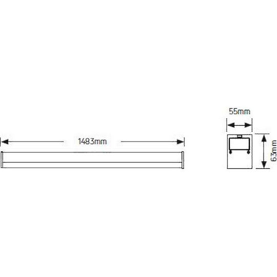Geyer LED Lumina liniară Lumină Plafon 50W Alb natural IP20 cu Intensitate Reglabilă L150xL55xÎ6.3cm