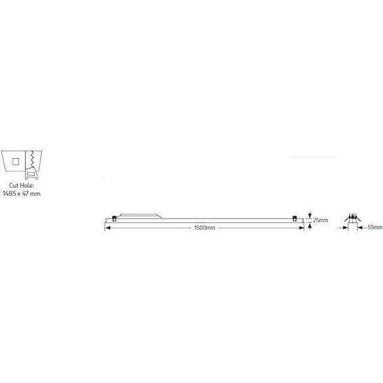 Geyer Commercial Linear Recessed LED Ceiling Light 50W Warm White IP20 Dimmable