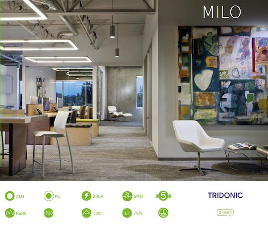 Aca Milo Commercial Linear LED Ceiling Light 24W Natural White IP20 Dimmable 86cm