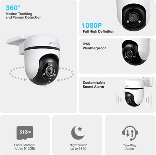 TP-LINK C510W v1 IP Κάμερα Παρακολούθησης Wi-Fi Full HD+ 3MP Αδιάβροχη με Αμφίδρομη Επικοινωνία και Φακό 2.8mm