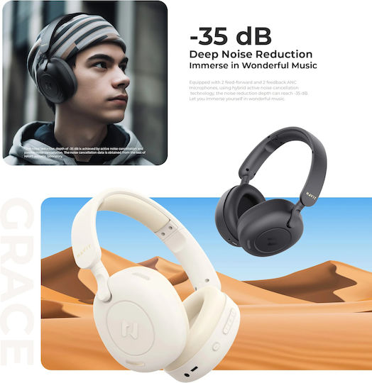 Havit H655BT Wireless / Wired On Ear Headphones with 76 hours of Operation Beige