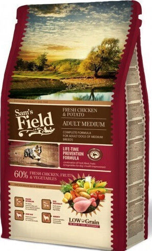 Sam's Field Adult Medium Chicken & Potato 13kg Dry Food with Few Grains for Adult Medium Breed Dogs with Chicken and Potatoes