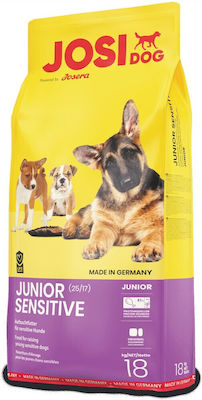 Josera Josidog Junior Sensitive 18kg Trockenfutter ohne Gluten für Welpen mit Mais, Fleisch und Reis