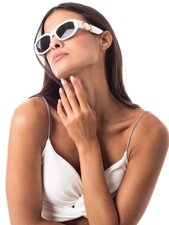 Max Air Blazer Damen Sonnenbrille mit Weiß Kunststoff Gestell und Schwarz Linse SG079