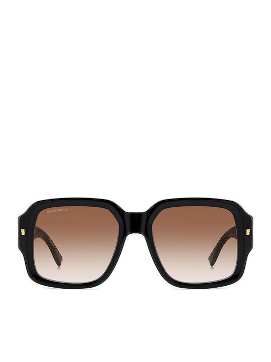 Dsquared2 Unisex Γυαλιά Ηλίου με Μαύρο Κοκκάλινο Σκελετό και Μαύρο Φακό D2-0106S807
