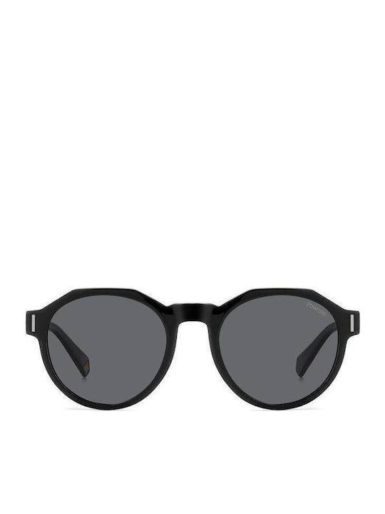 Polaroid Men's Sunglasses with Black Horn-Rimmed Frame and Grey Polarized Lens