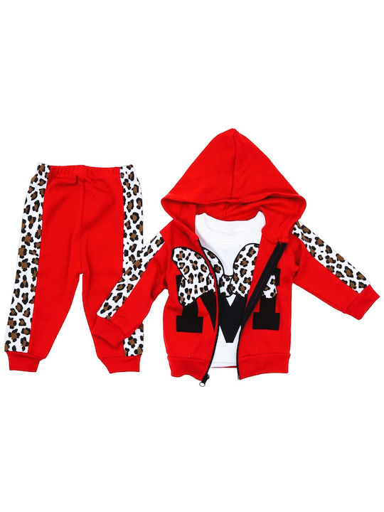 TakTakBaby Kinder Sweatpants Set - Jogginganzug Red 3Stück