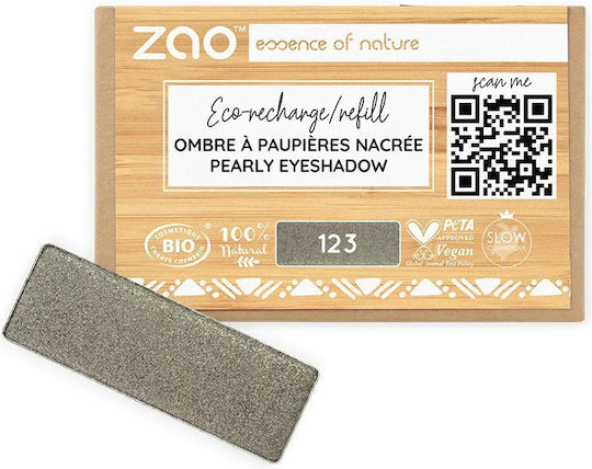 Zao Organic Makeup Rectangle Pearly Shadow Refill Σκιά Ματιών σε Στερεή Μορφή με Χακί Χρώμα 1.3gr