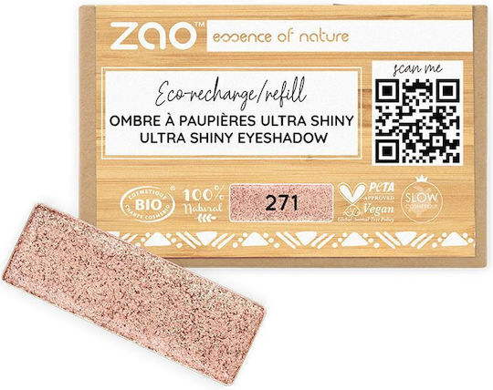 Zao Organic Makeup Rectangle Ultra Shiny Shadow Refill Σκιά Ματιών σε Στερεή Μορφή με Ροζ Χρώμα 1.3gr