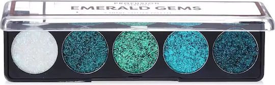 Profusion Cosmetics 5 Shade Glitter Eye Shadow Palette in Solid Form Aqua Gems
