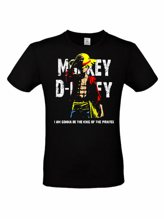 Monkey D.Luffy T-shirt Ein Stück Schwarz Baumwolle 7442