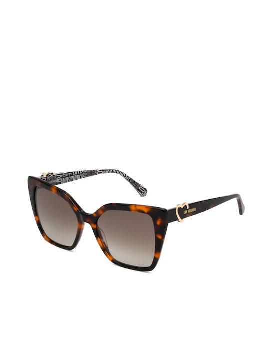 Moschino Women's Sunglasses with Brown Tartaruga Plastic Frame and Brown Gradient Lens MOL067/S 086/HA