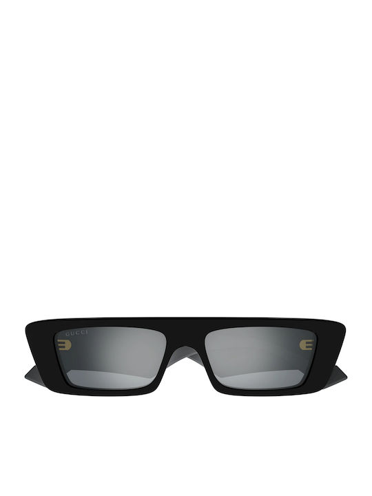 Gucci Damen Sonnenbrille mit Schwarz Kunststoff Gestell und Silber Spiegel Linse GG1331S 005