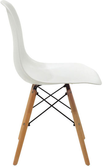 Julita Kitchen Chair Made of Polypropylene White-Natural 46x50x82cm