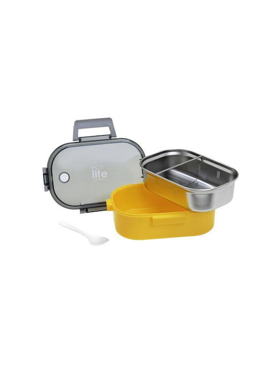 Ecolife Spoon Δοχείο Φαγητού Inox Κίτρινο 900ml