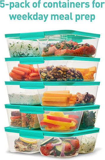 Sistema Set Plastic Lunch Boxes Transparent With Compartments 24x22.4cm 5 Pieces