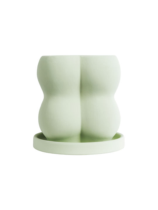 GloboStar Artificial Garden Athena Planter Ceramic Green with Stand 13x13x14cm.