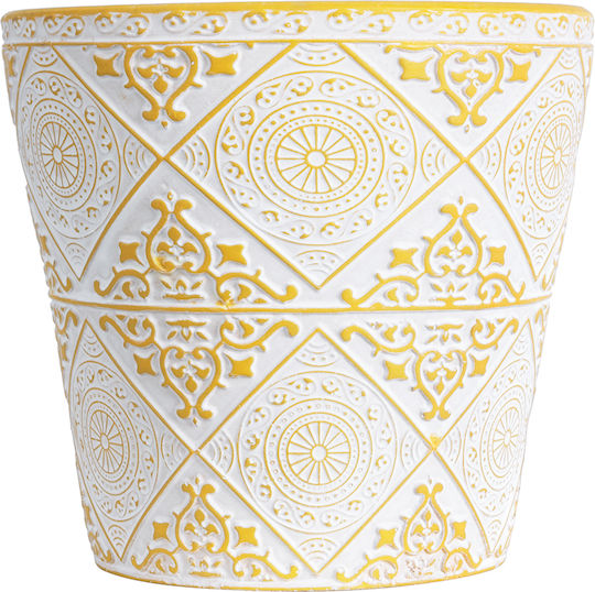 GloboStar Саксия Керамика Бял 14x14x13εκ.
