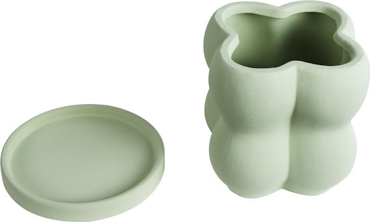 GloboStar Artificial Garden Athena Planter Ceramic Green with Stand 13x13x14cm.
