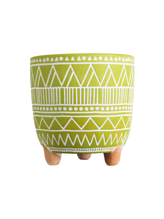 GloboStar Artificial Garden Kenya Planter Ceramic Green with Stand 16x16x16cm.