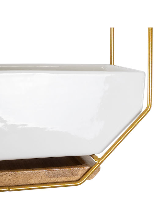GloboStar Hanging Planter Ceramic White 18x10x18cm.