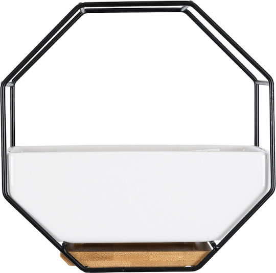 GloboStar Artificial Garden Bianco Κρεμαστό Κασπώ Κεραμικό Λευκό 18x10x18εκ.