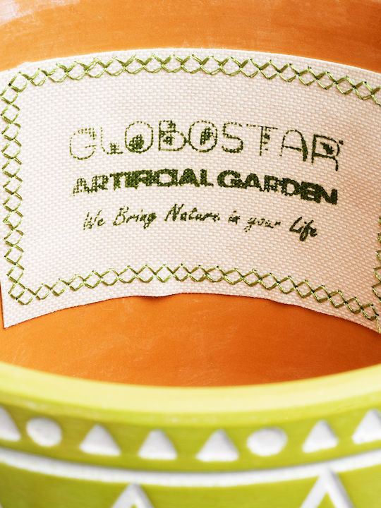 GloboStar Artificial Garden Kenya Planter Ceramic Green with Stand 16x16x16cm.