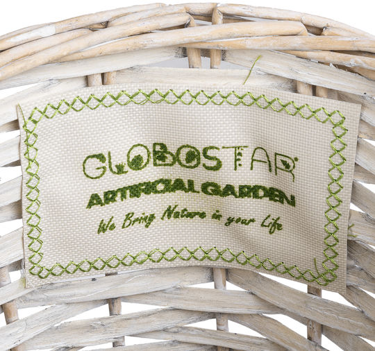 GloboStar Artificial Garden Domingo Κασπώ Ξύλινο Λευκό με Βάση 21x21x30εκ.
