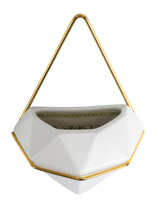 GloboStar Hängend Übertopf Keramik Weiß 15x8x24εκ.