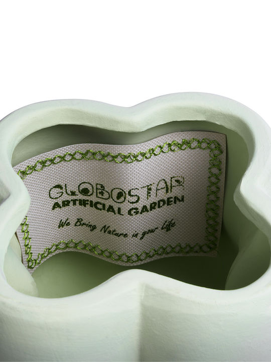 GloboStar Artificial Garden Athena Planter Ceramic Green with Stand 13x13x14cm.