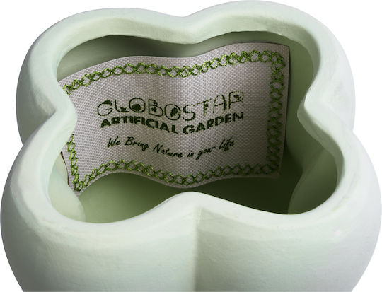 GloboStar Artificial Garden Athena Planter Ceramic Green with Stand 13x13x14cm.