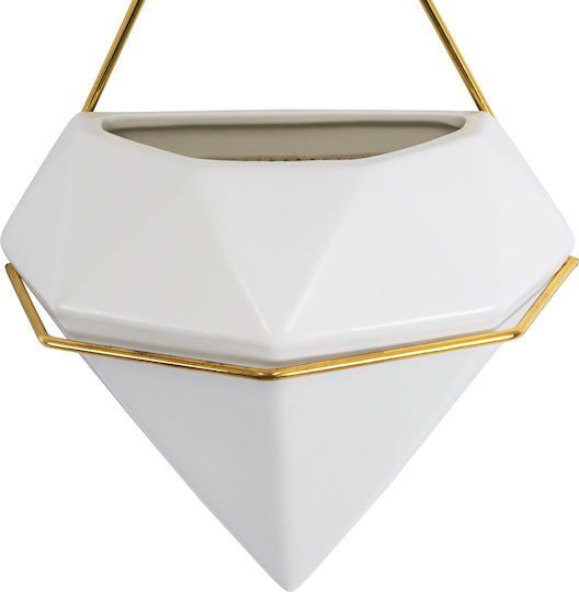 GloboStar Hanging Planter Ceramic White 20x10.5x30cm.