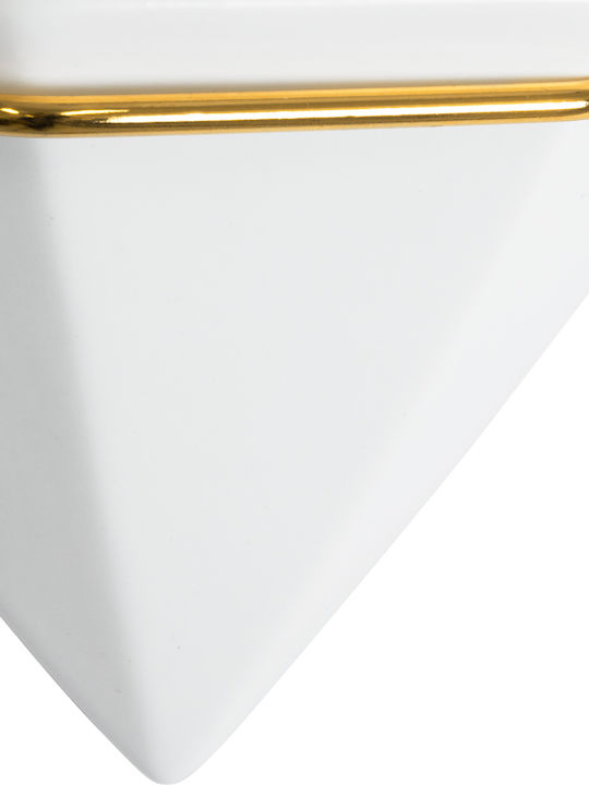 GloboStar Hängend Übertopf Keramik Weiß 15x8x24εκ.